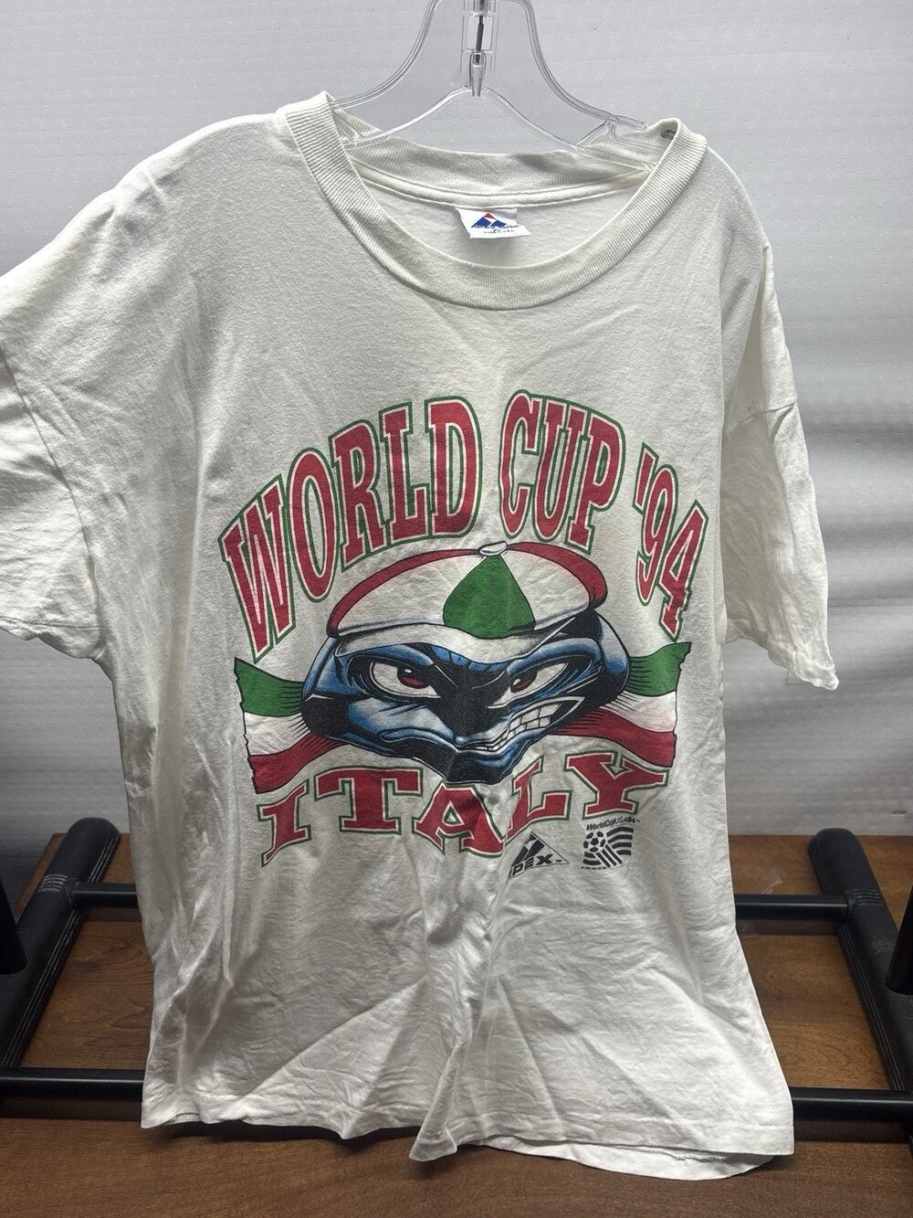 VINTAGE 1994 USA WORLD CUP ITALY SOCCER TEAM BIG PRINT APEX T-SHIRT Size XL